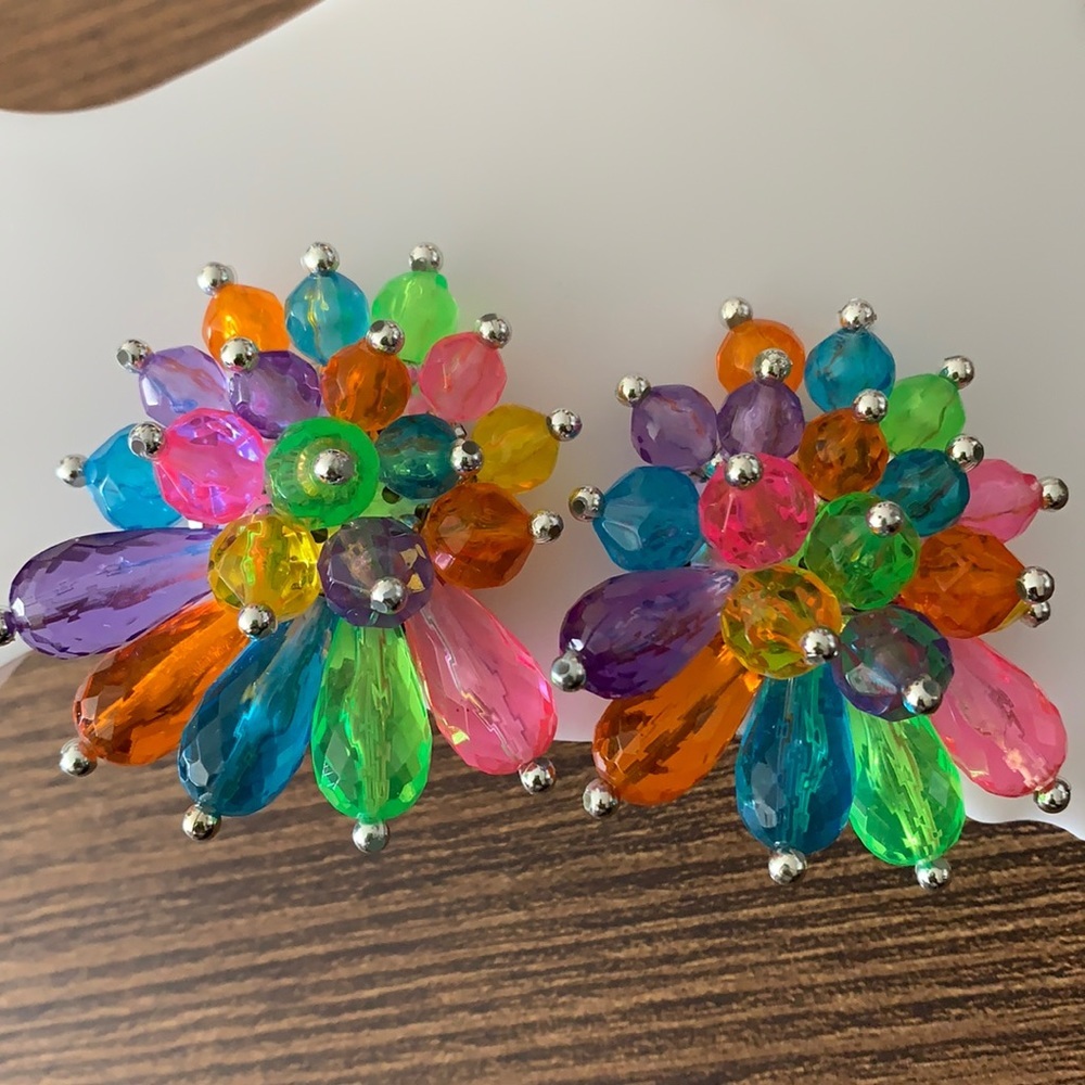 Vintage Massive Tutti Frutti Statement Earrings